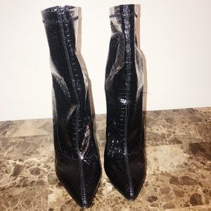 Black Croc ankle booties
